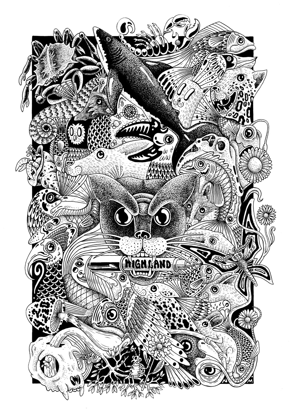 Highland Co. Artwork - Delusional Panther Screen Print (42cm x 59,4 cm)