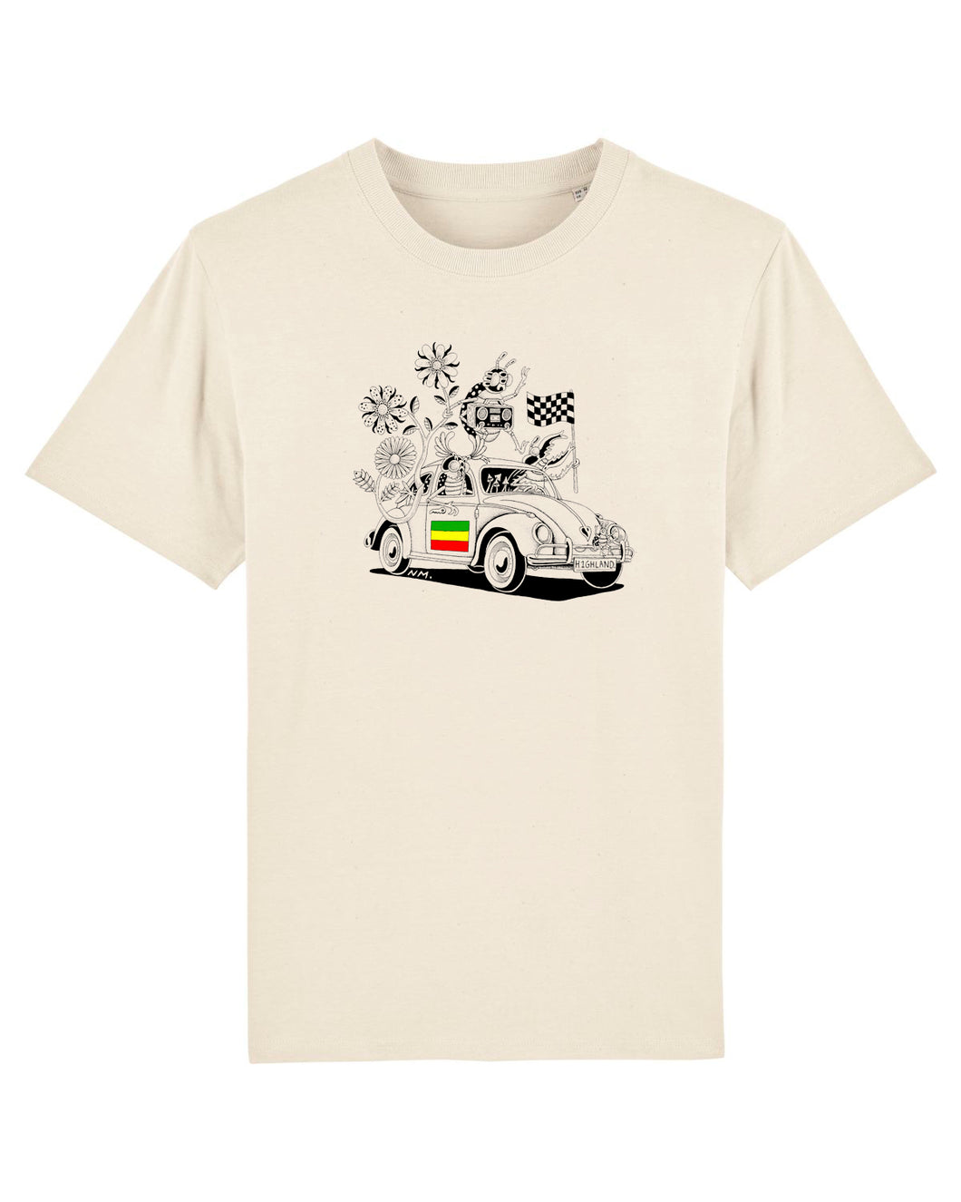 Highland Co. 2024 Natural Raw T-Shirt - Rasta Beetle